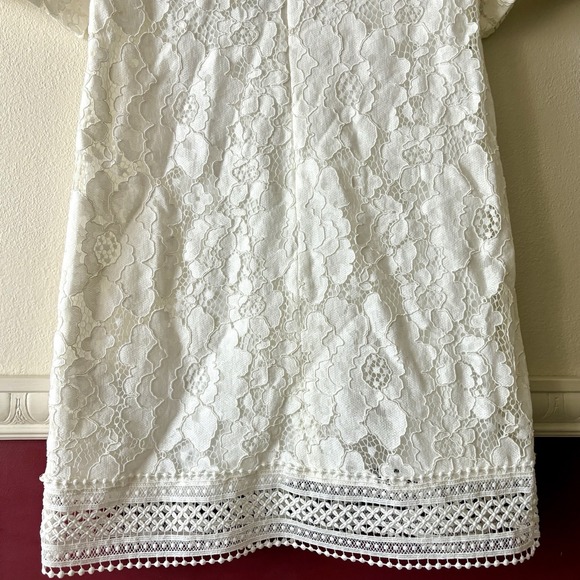 NEW Lauren Ralph Lauren Cream Ivory Lace‎ Dress Boat Neck Cotton Blend Women's 2 - Picture 9 of 12
